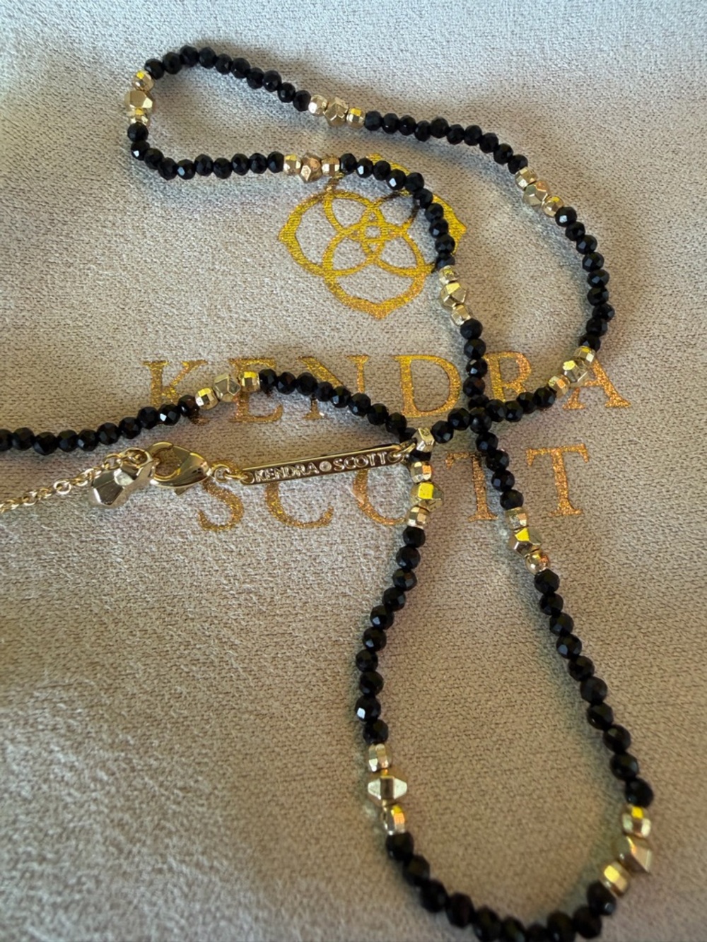 Kendra Scott Black and Gold Beaded Necklace - Women Jewelry - Picture 3 of 3